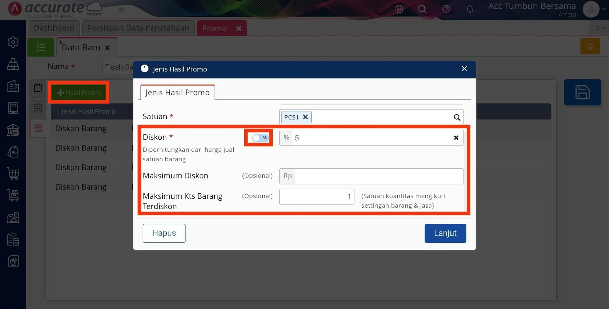 6 Cara membuat promo flash sale pada Accurate POS